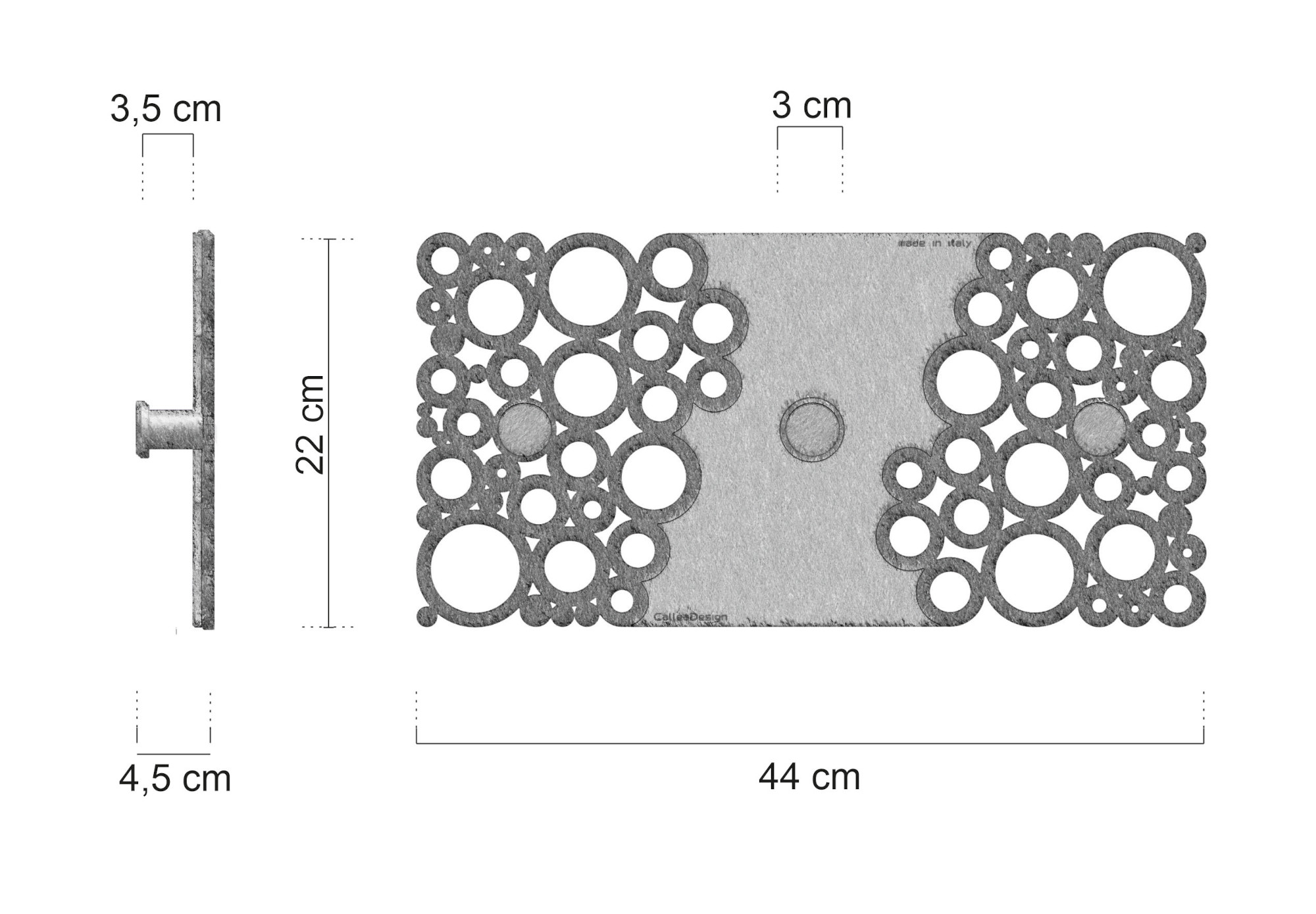 Dimensions of the Bollicine coat rack