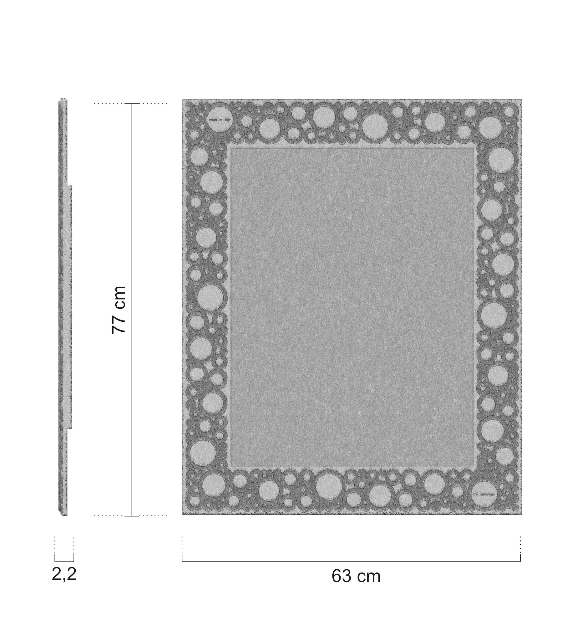 Dimensions of the Bollicine wall mirror