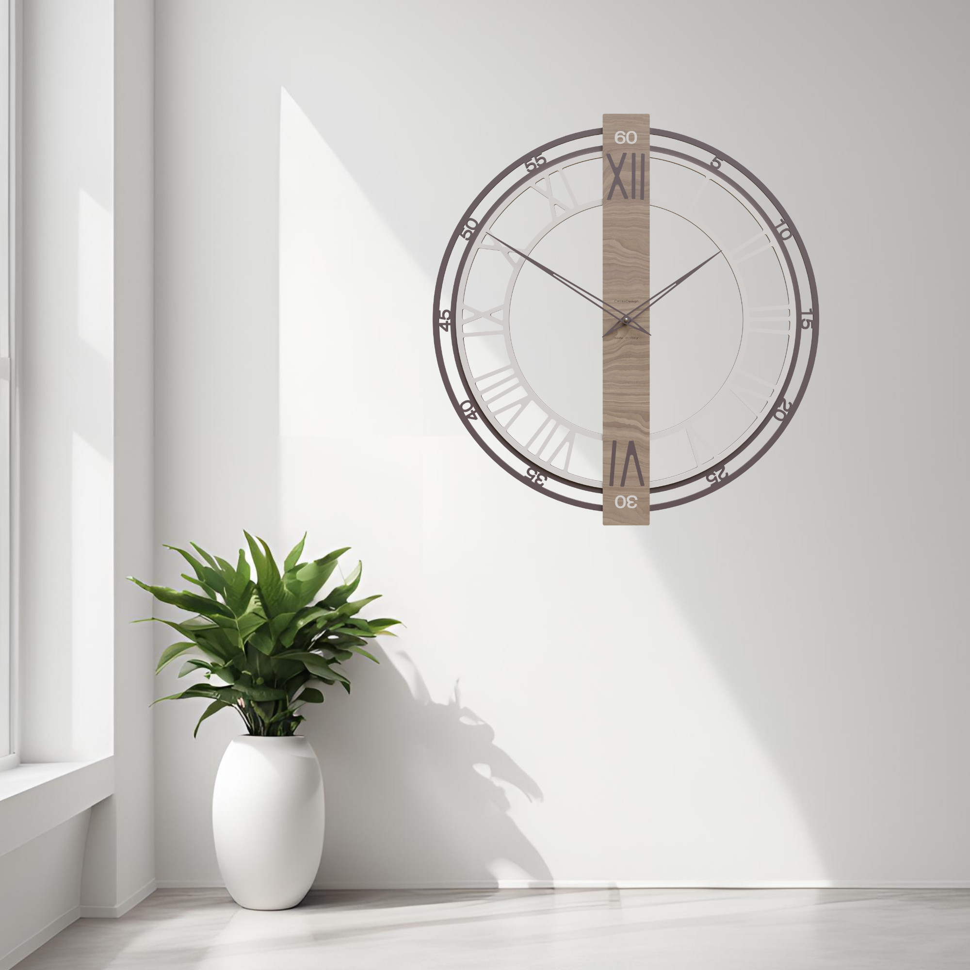 Large Franz wall clock in Canaletto walnut