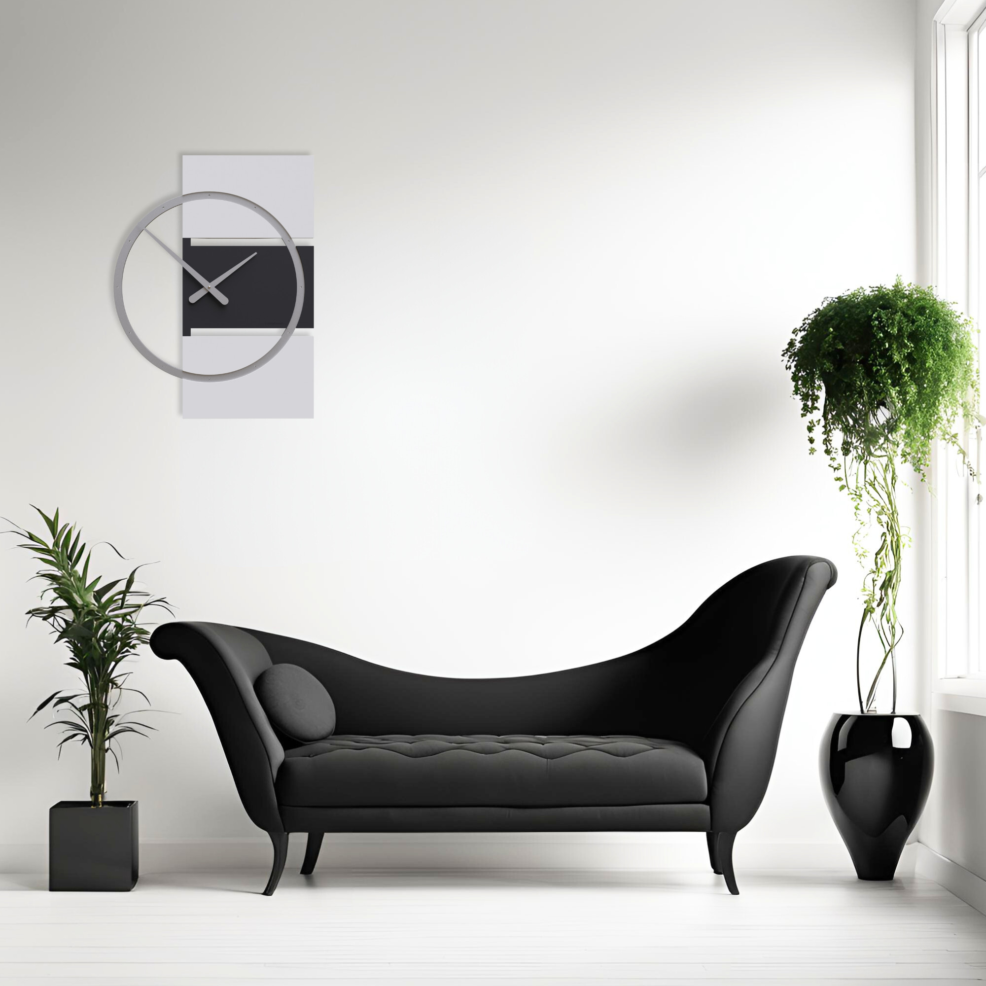 Adam black wall clock positioned north